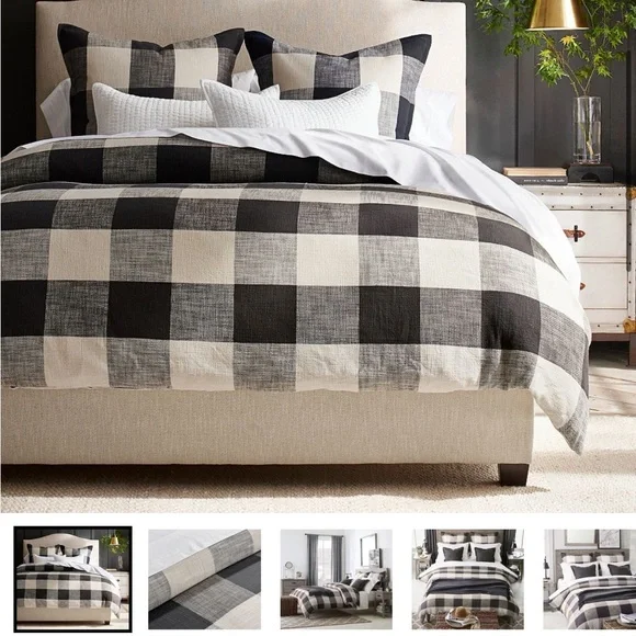 Pottery barn Bryce check duvet, king/cal king - Picture 3 of 4